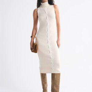 Abercrombie & Fitch Turtleneck Cable Midi Sweaterdress